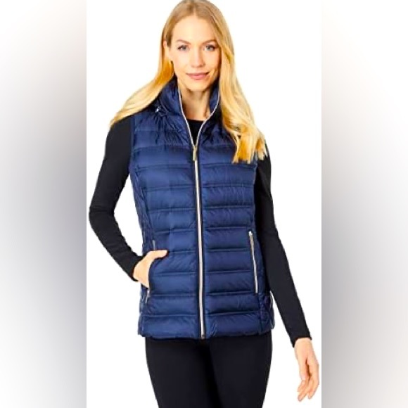 NWT MICHAEL Michael Kors Embossed Mixed Vest with Detachable Faux Fur/HooD XXL - Picture 3 of 7